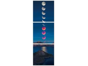 Beautiful 3-piece acrylic painting of an eclipse. This eye-catching painting will fit any design style.