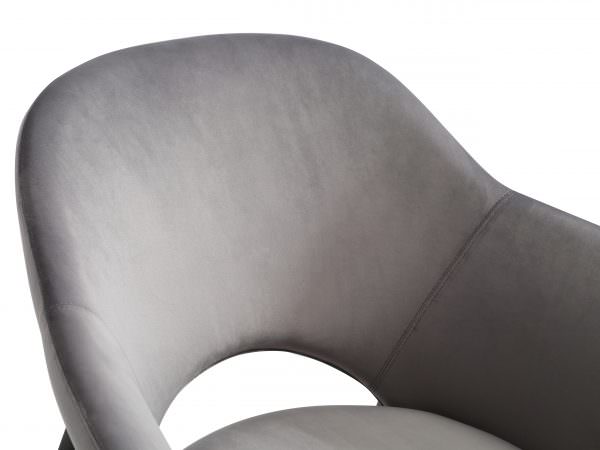 Karla Leisure Chair is luxurious accent chair available in blue or grey fabric. The chair is complimented with a sanded black coated steel frame.